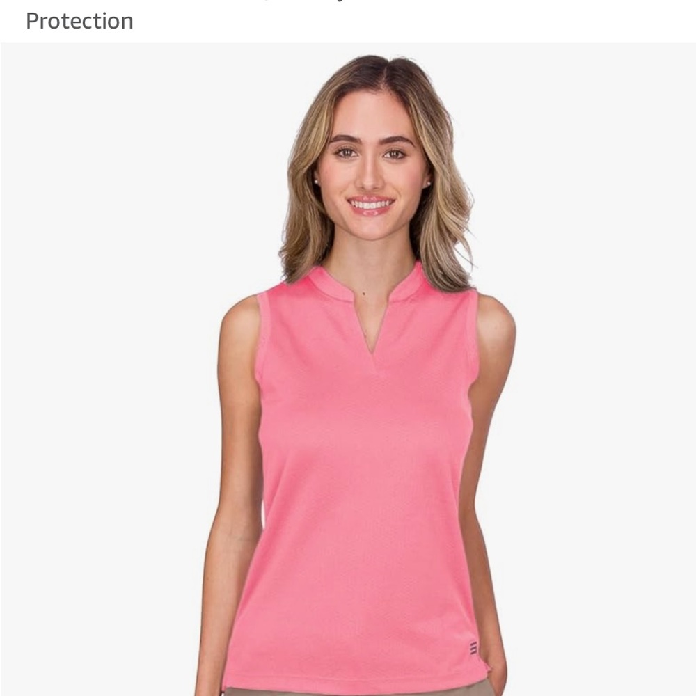 Three Sixty Six Pink Sleeveless Polo